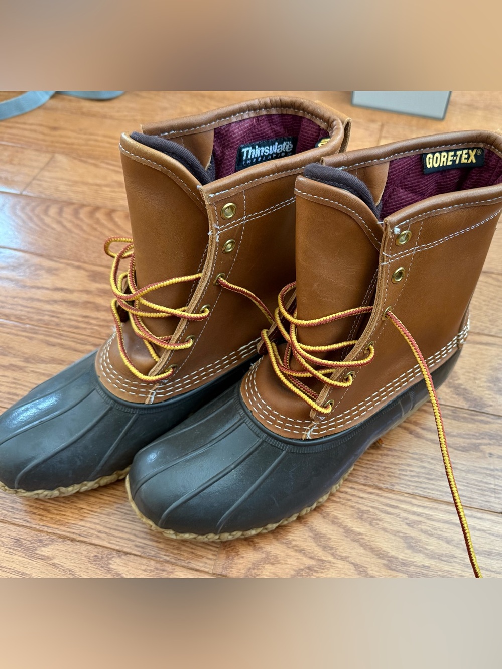 LL Bean Boots Women’s 7M Brown GorTex Duck Boot Leather Rubber Thinsulate